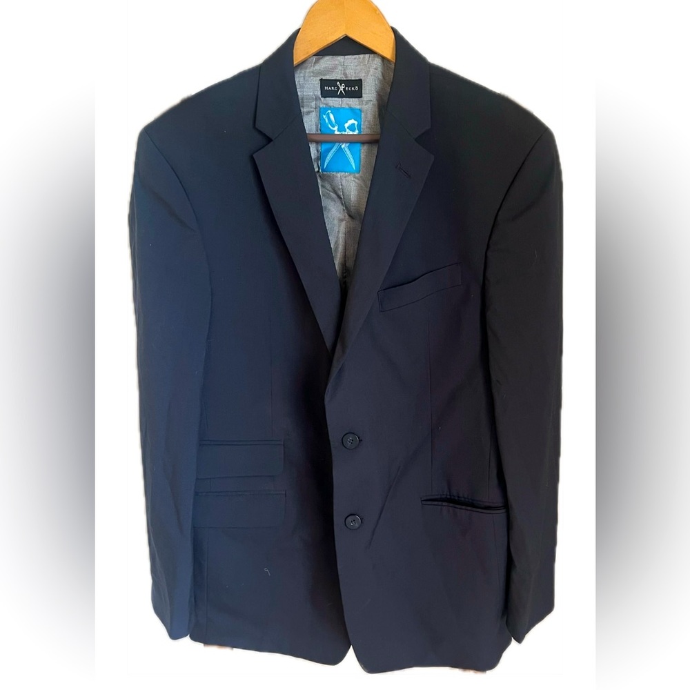 Marc Ecko Cut & Sew Navy Blue 2 Button Blazer Jacket Sports Coat men’s 42